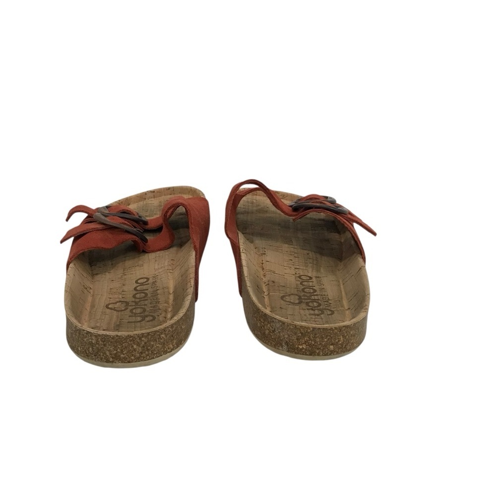 Yokono Sandals Womens Size 9 Orange Skip On Buckle Leather - Picture 2 of 6